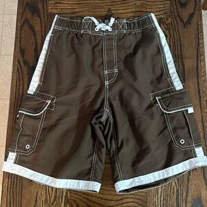 Men’s brown swim trunks. Size small. Joe boxer brand.